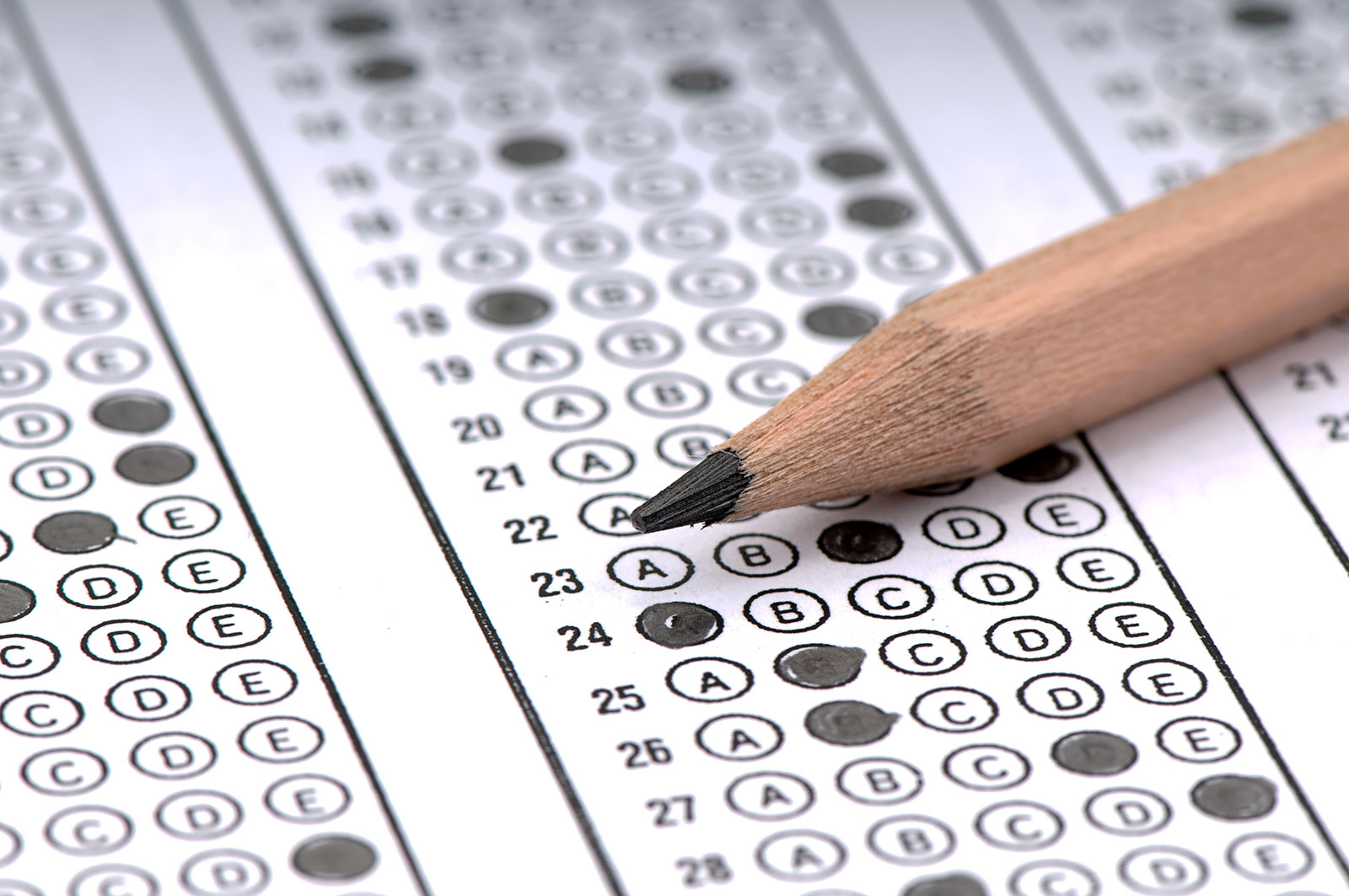 Completed Scantron Test Form
